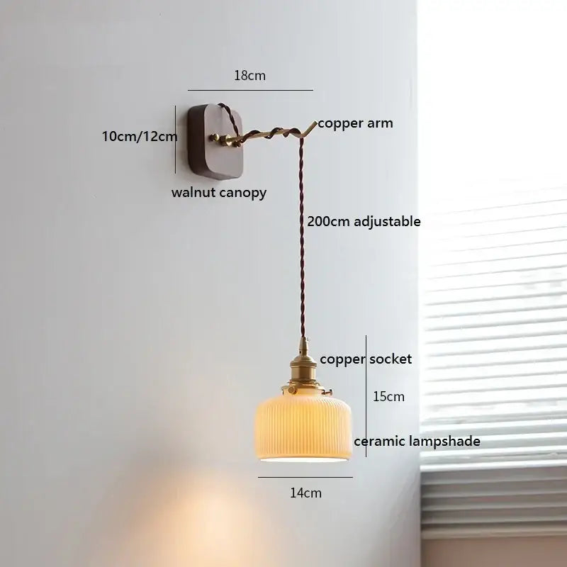 Ribbed Glass Ceramic Wall Light