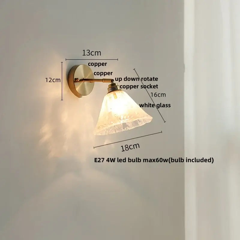 Brass White Glass Japanese Wall Sconce