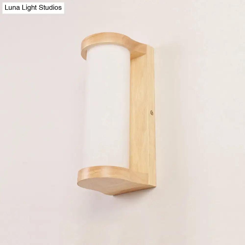 Wood Glass Japanese Compact Wall Sconce