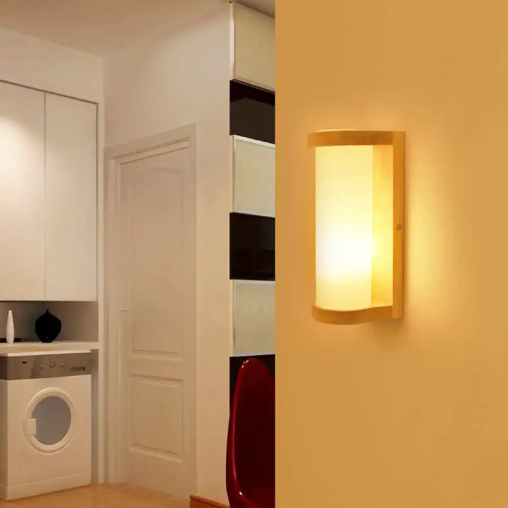 Wood Glass Japanese Compact Wall Sconce