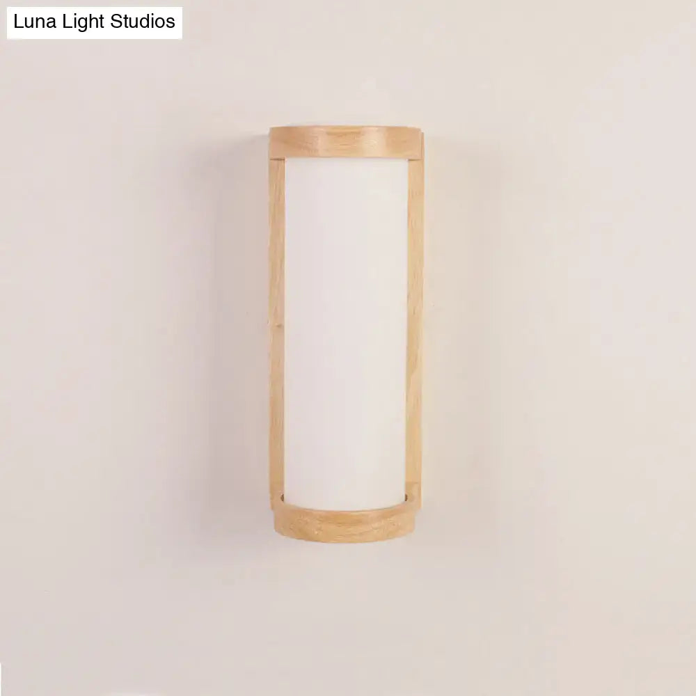 Wood Glass Japanese Compact Wall Sconce