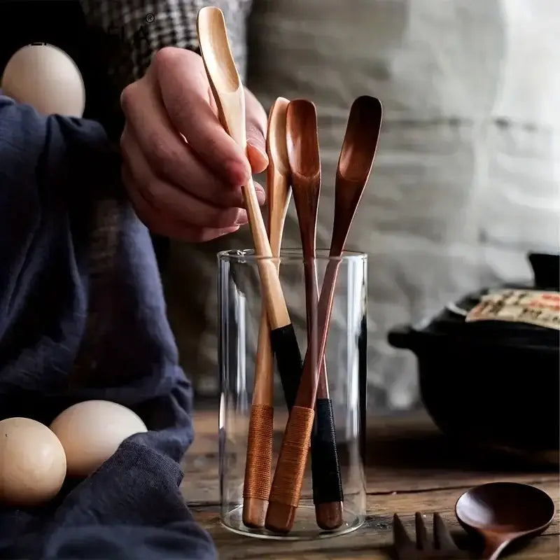 Natural Wood Japanese 4-Piece Spoon Set