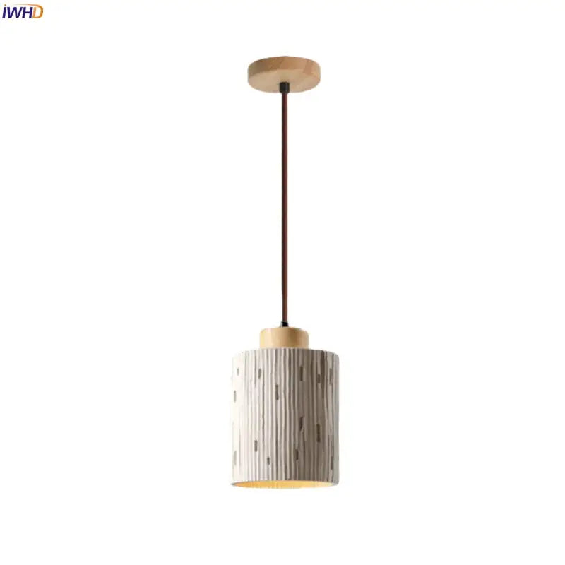 Wood Cement Pendant Light Japanese Vintage Style