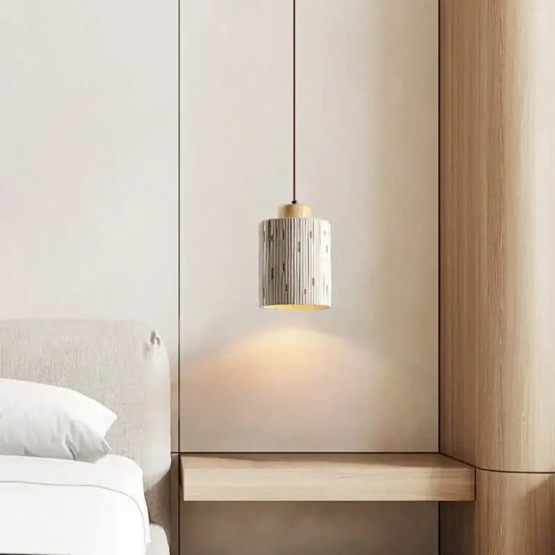 Wood Cement Pendant Light Japanese Vintage Style