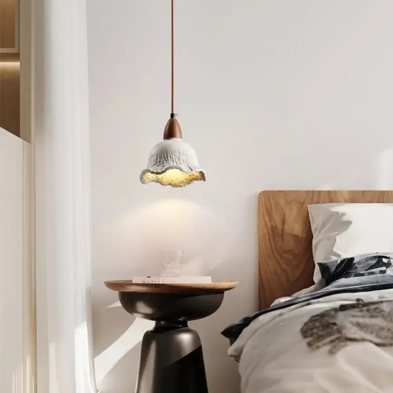 Wood Cement Pendant Light Japanese Vintage Style