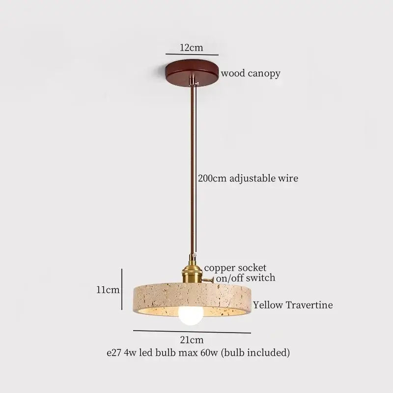 Wood Cement Pendant Light Japanese Vintage Style