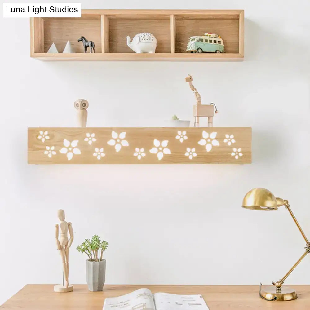 Wooden Floral Wall Sconce