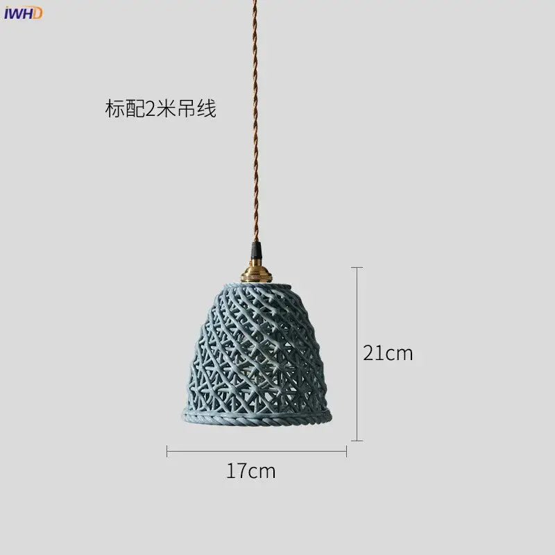 Gray Blue Ceramic Pendant Light