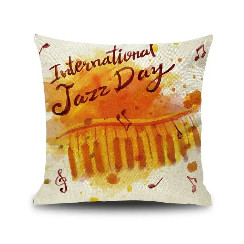 Linen Jazz Print Cushion Cover