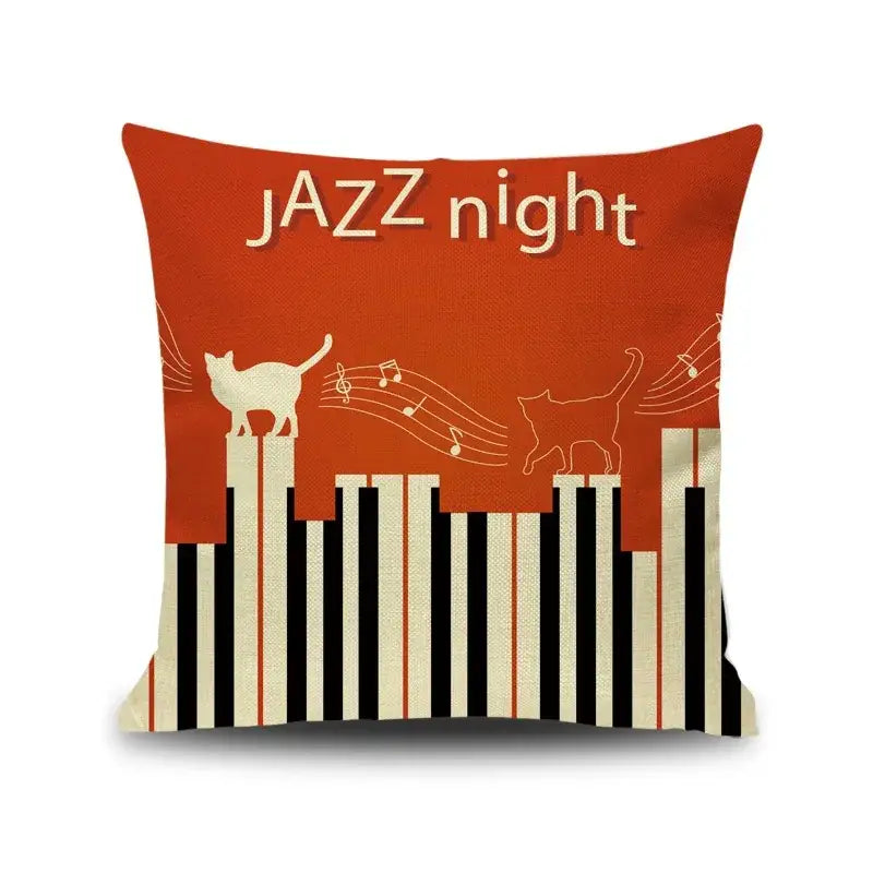 Linen Jazz Print Cushion Cover
