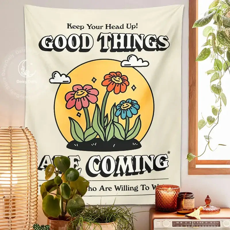 Floral Cartoon Wall Tapestry