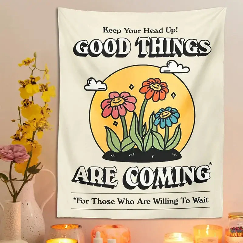 Floral Cartoon Wall Tapestry