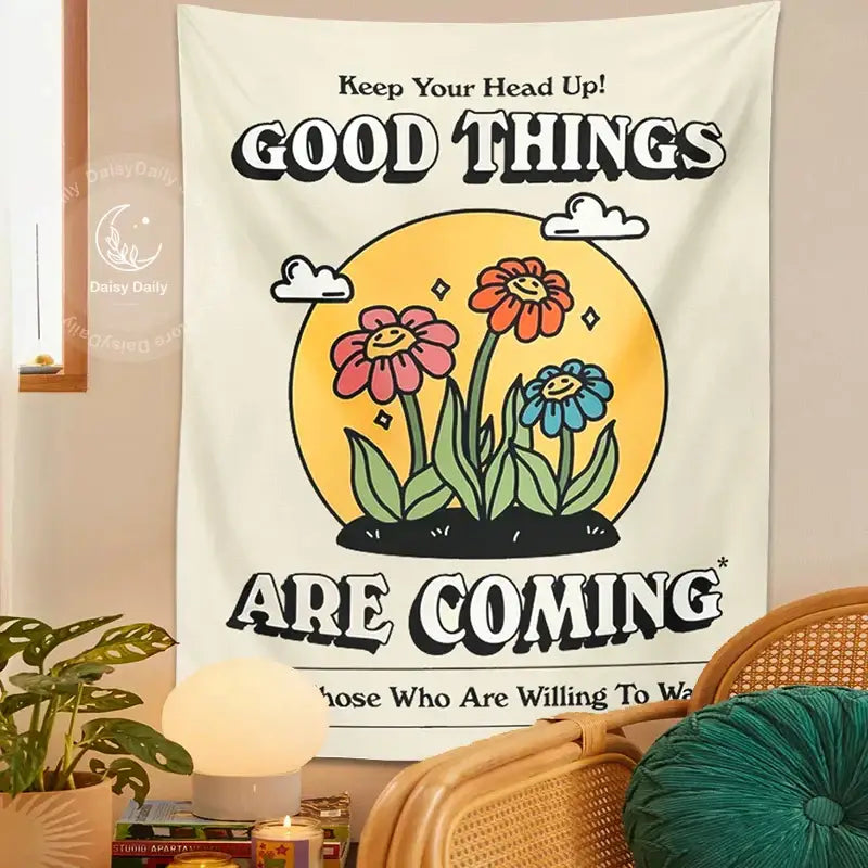 Floral Cartoon Wall Tapestry