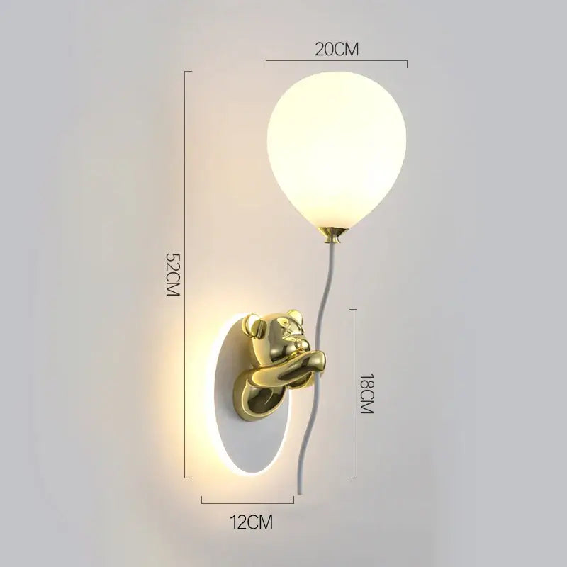 Gold Bear Balloon Wall Light