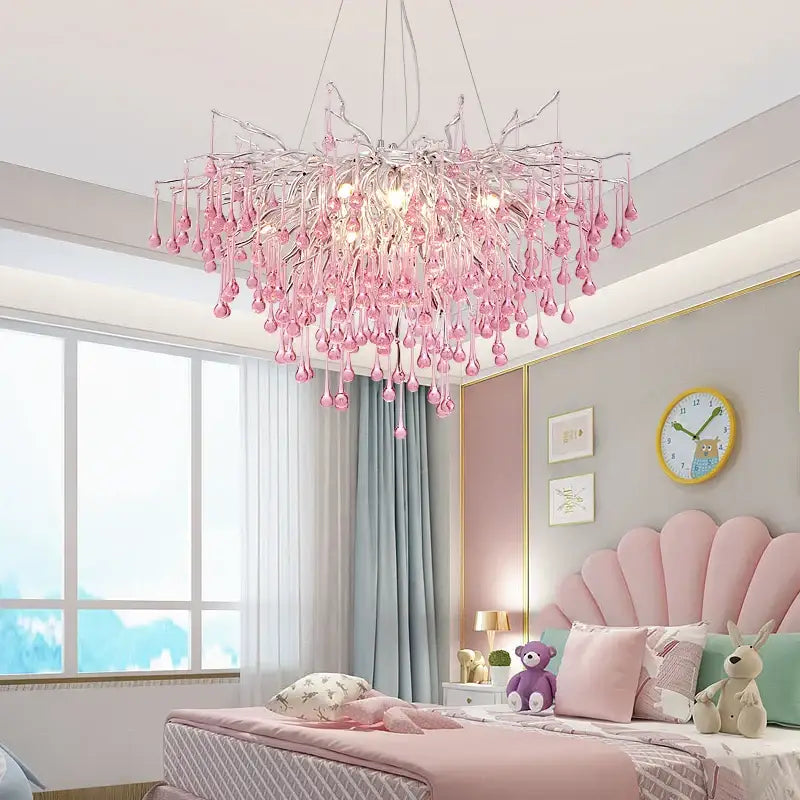 Pink Crystal Chandelier Light