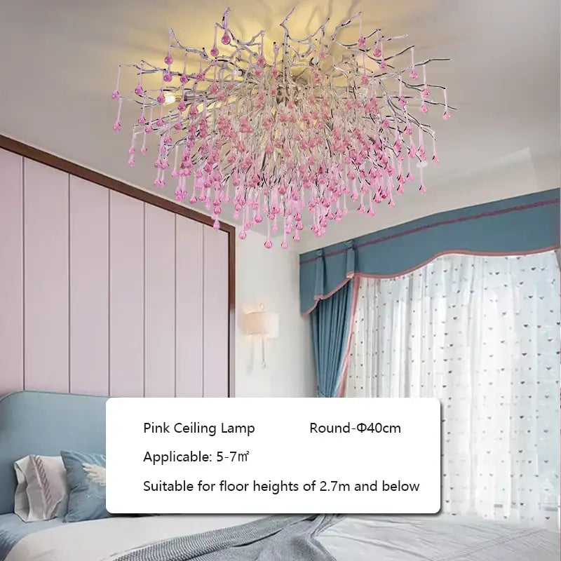 Pink Crystal Chandelier Light