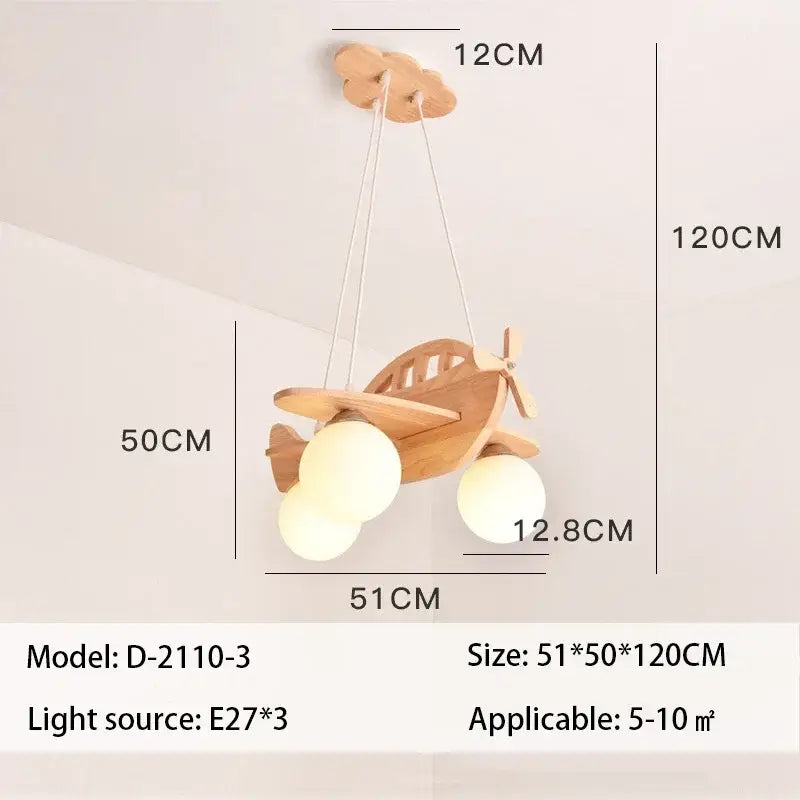 Wood Airplane Pendant Light
