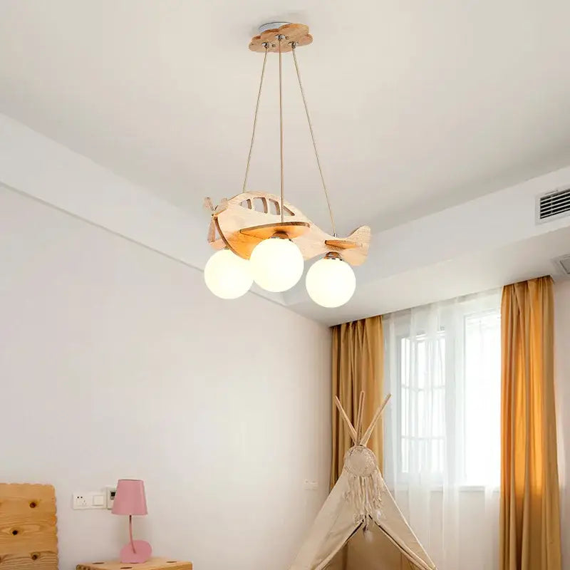 Wood Airplane Pendant Light