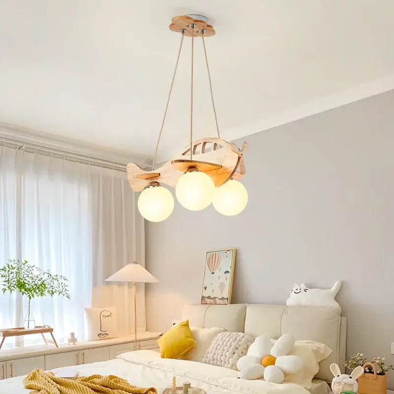 Wood Airplane Pendant Light