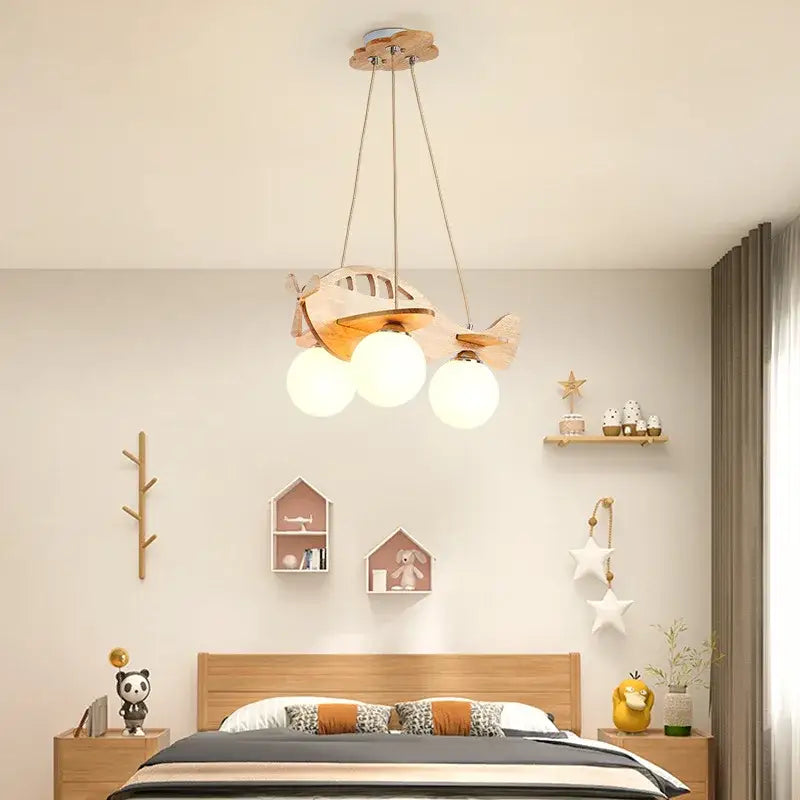 Wood Airplane Pendant Light