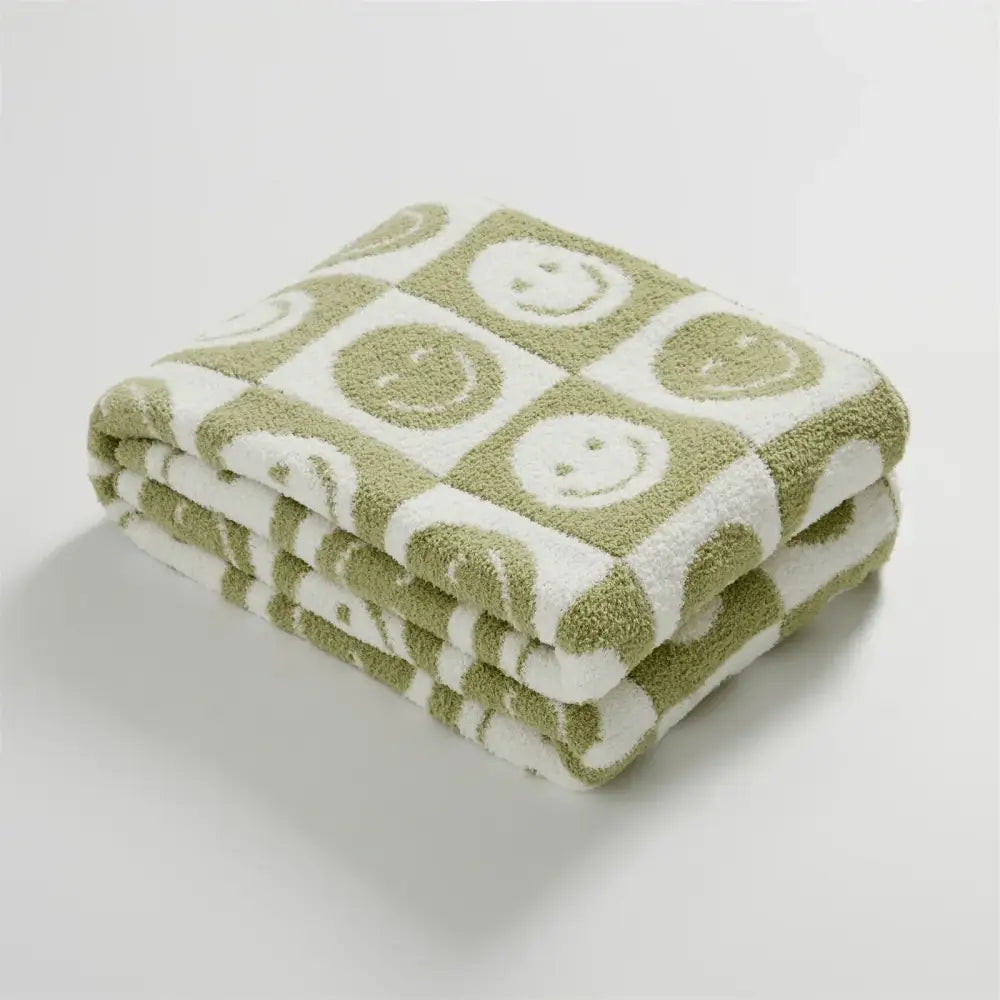 Gray Checkboard Knit Blanket