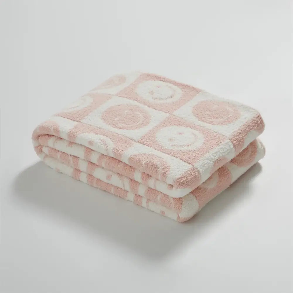 Gray Checkboard Knit Blanket