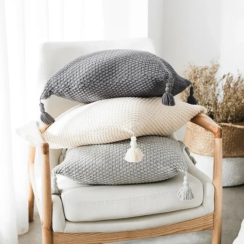 Gray Ivory Geometric Pillow