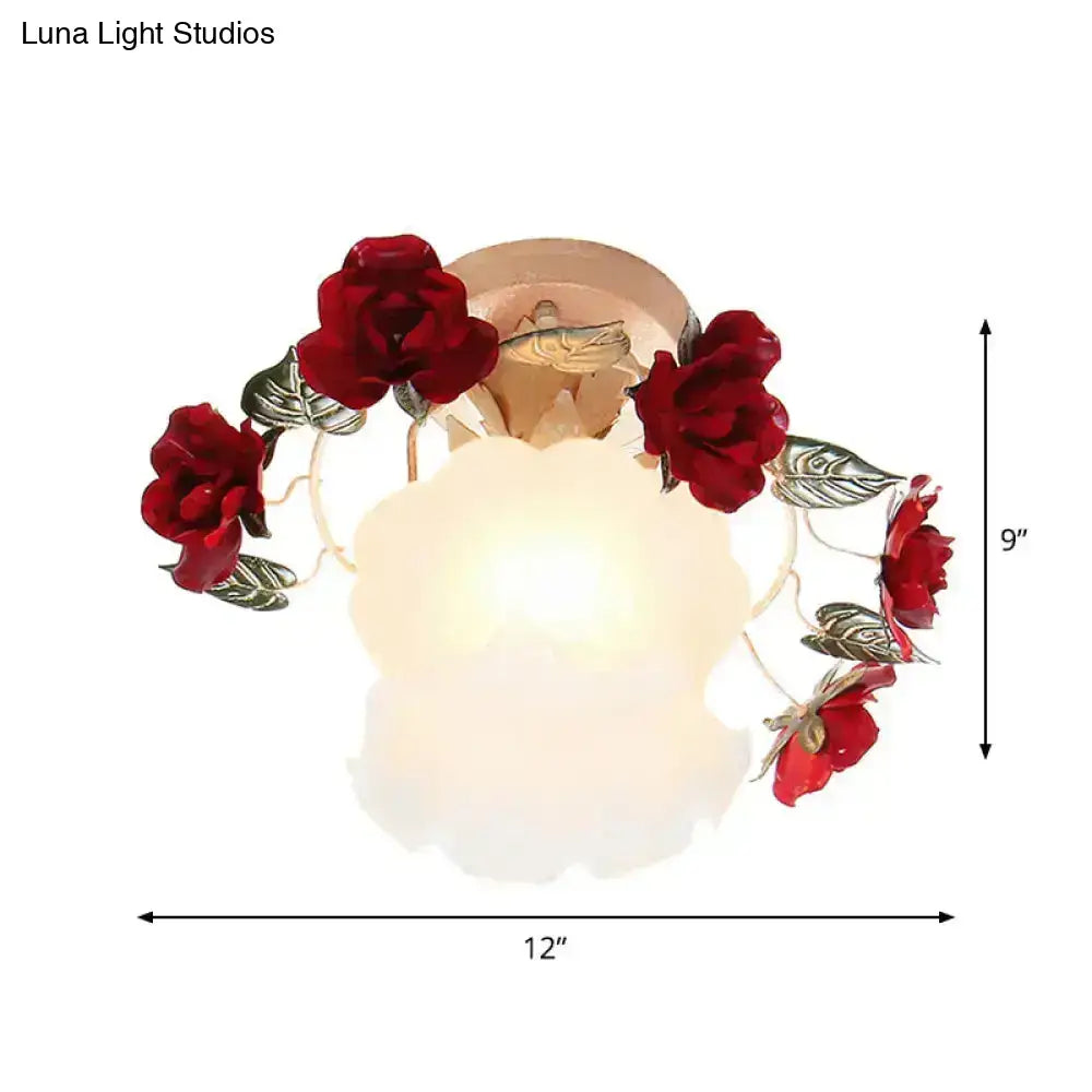 White Ruffle Glass Light