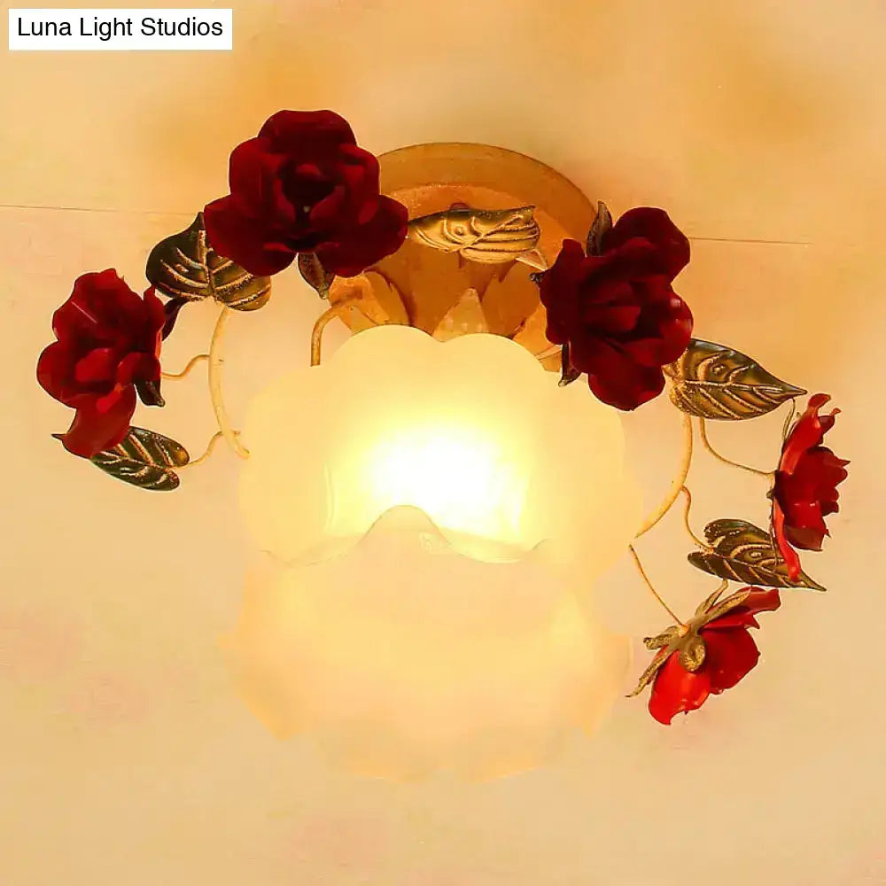 White Ruffle Glass Light