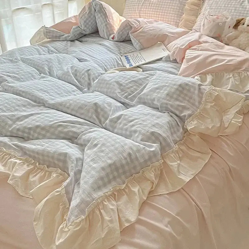 Blue Gingham Bedding Set