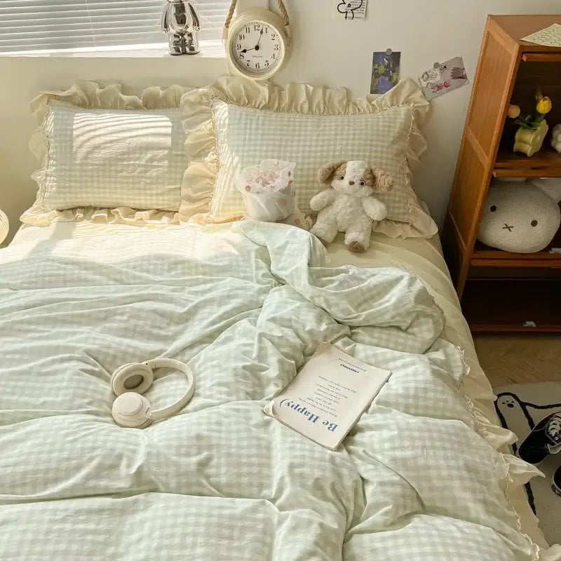 Blue Gingham Bedding Set