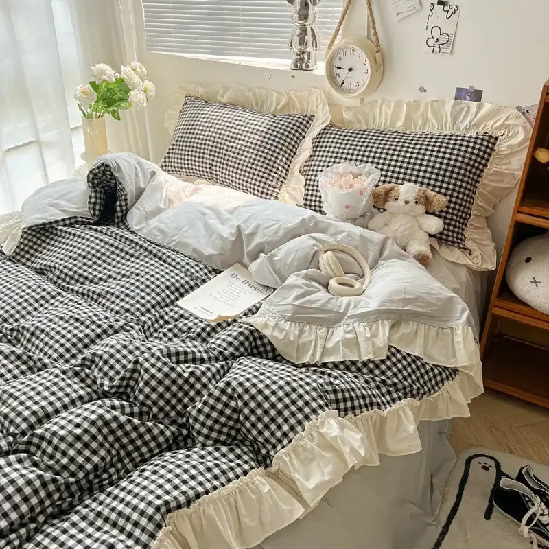 Blue Gingham Bedding Set