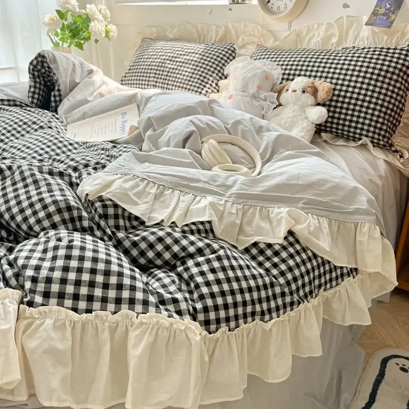 Blue Gingham Bedding Set