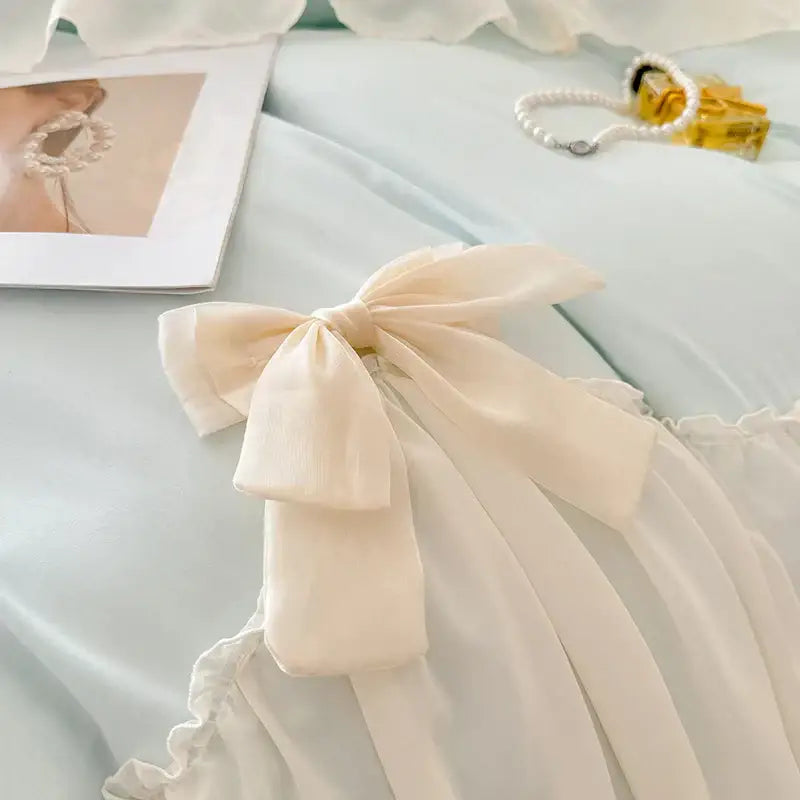 Blue Lace Bow Bedding