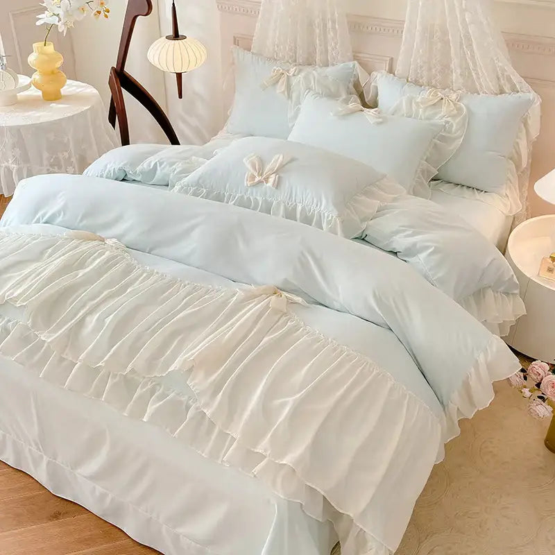 Blue Lace Bow Bedding