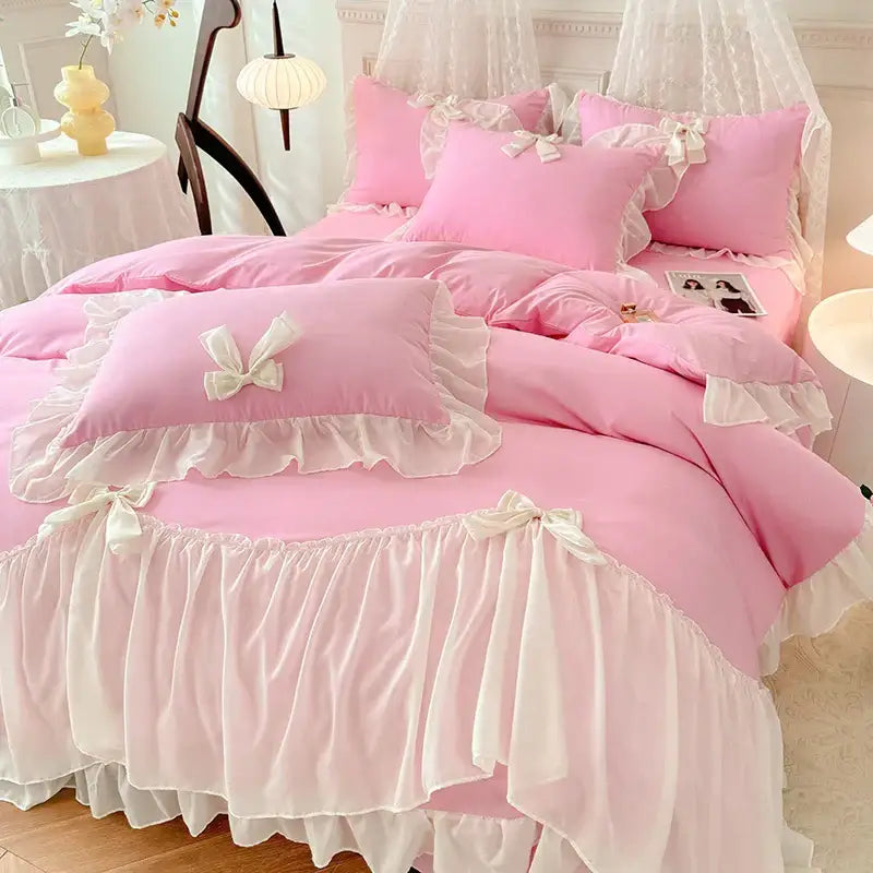Blue Lace Bow Bedding