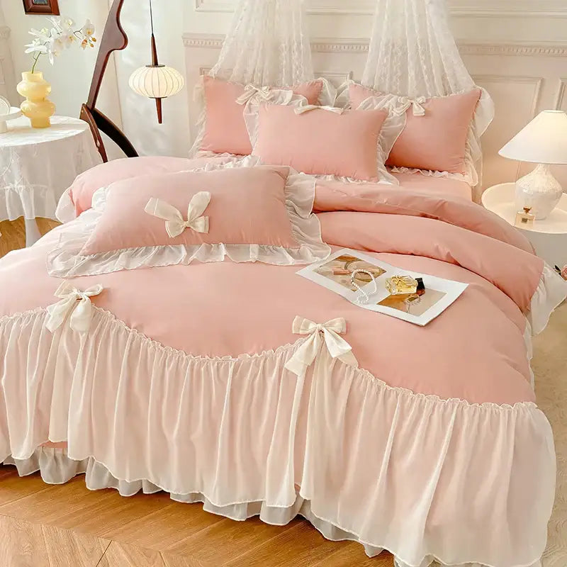 Blue Lace Bow Bedding