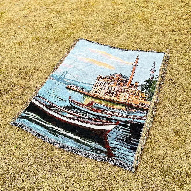 Jacquard Fringed Sofa Throw