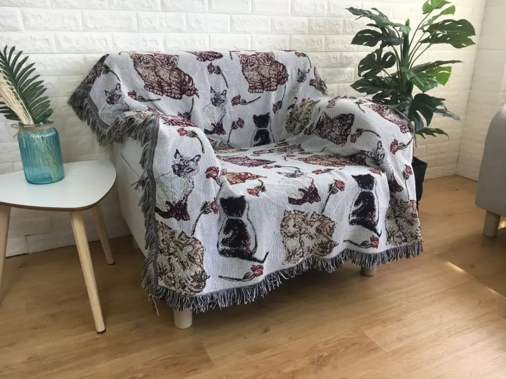 Jacquard Fringed Sofa Throw