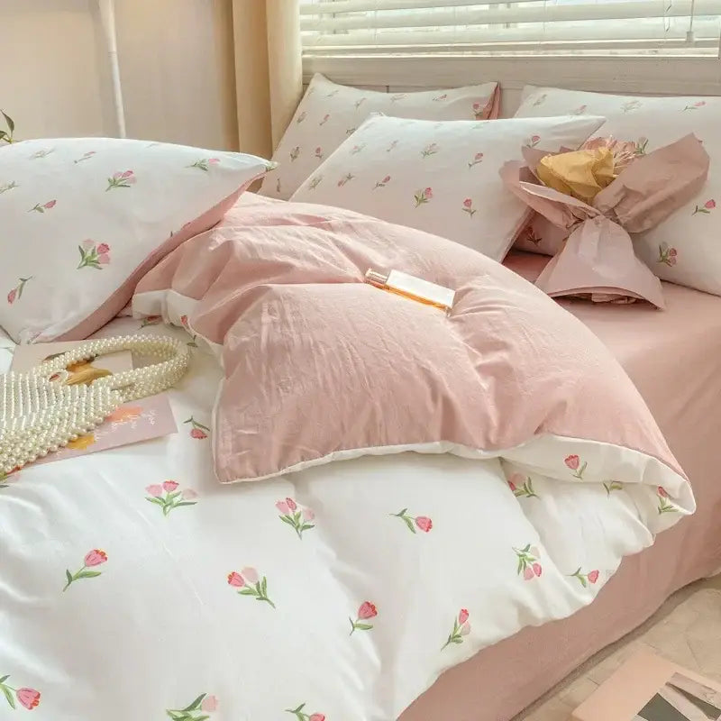 Floral Yarn Bed Sheet Set
