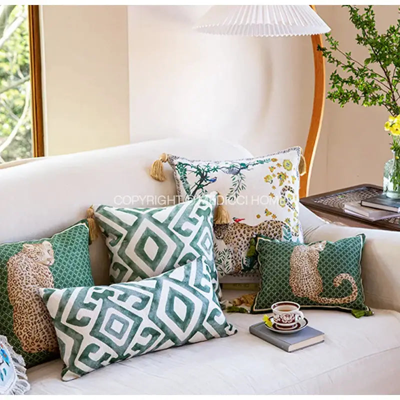 Green Leopard Cushion Cover