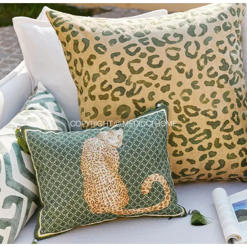 Green Leopard Cushion Cover
