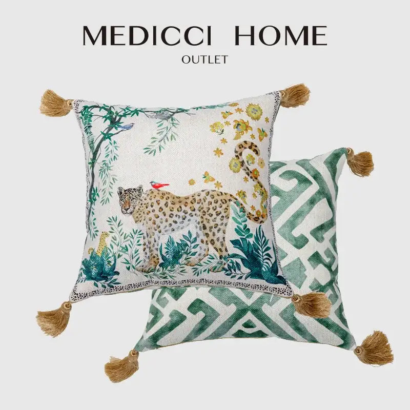 Green Leopard Cushion Cover