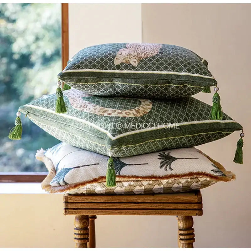 Green Leopard Cushion Cover