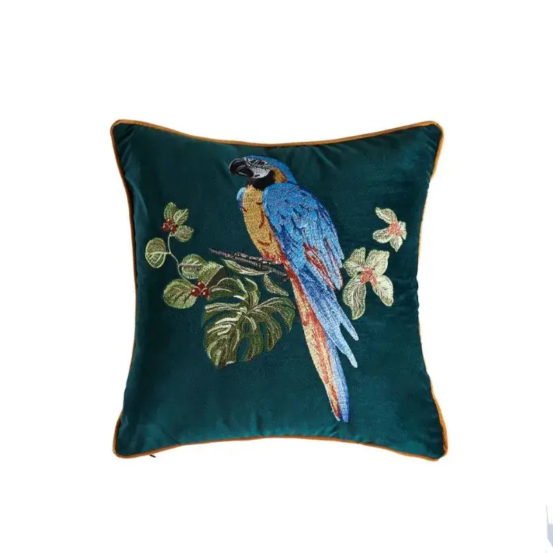 Teal Gold Embroidered Pillowcase