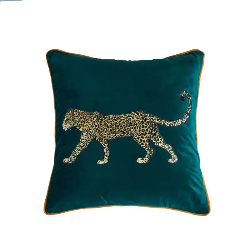 Teal Gold Embroidered Pillowcase