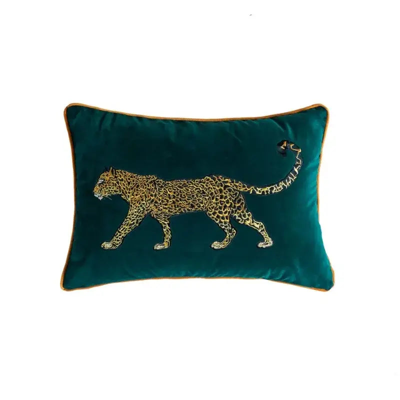 Teal Gold Embroidered Pillowcase