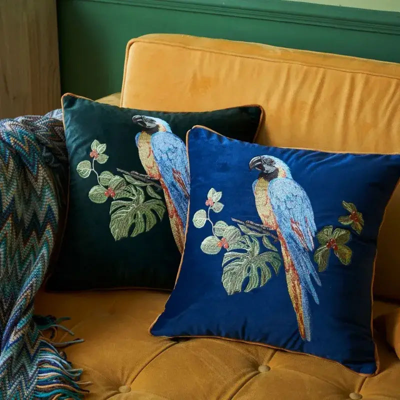 Teal Gold Embroidered Pillowcase