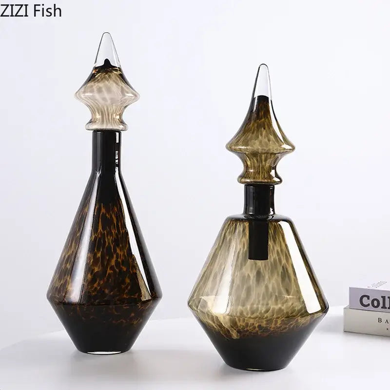 Amber Black Glass Vase Set