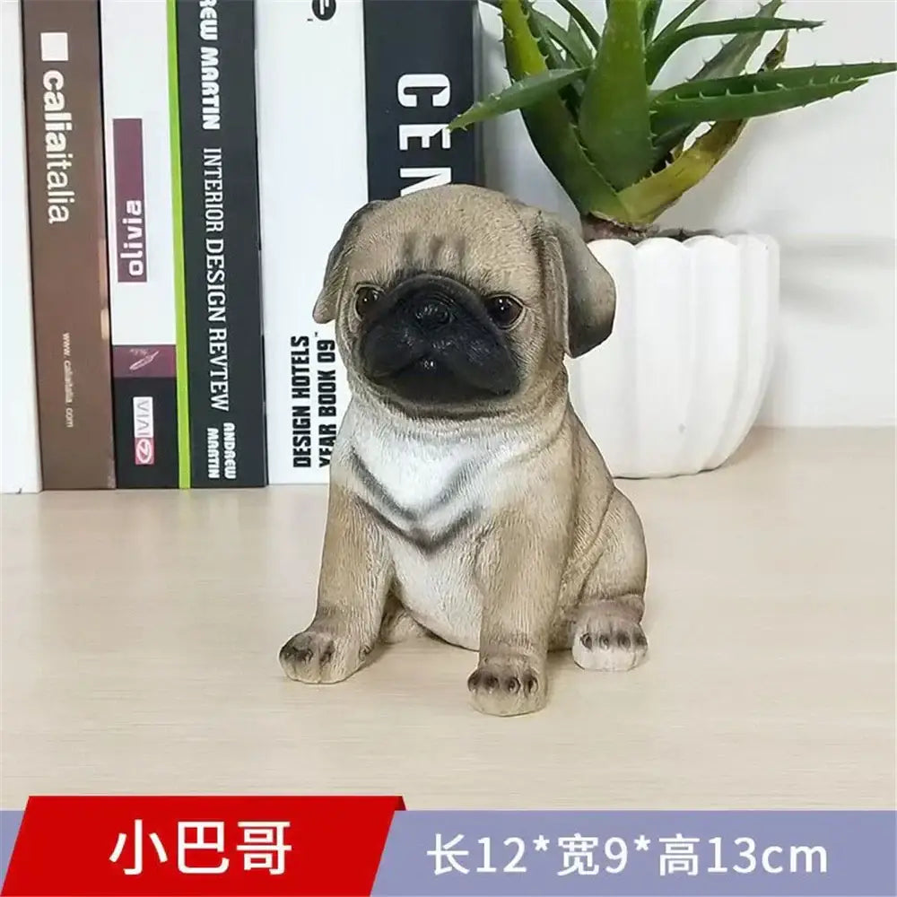 Black White Resin Dog Sculpture